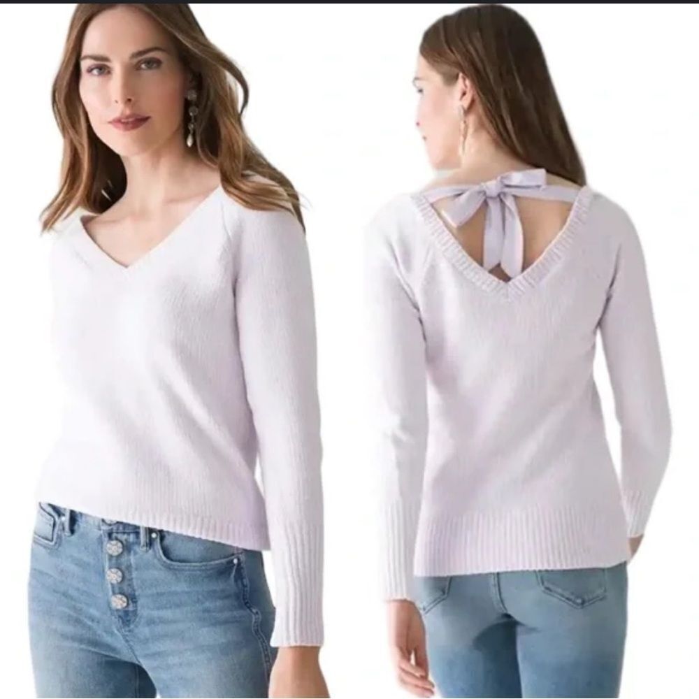 White House Black Market Chenille Ribbon Back Sweater Size S